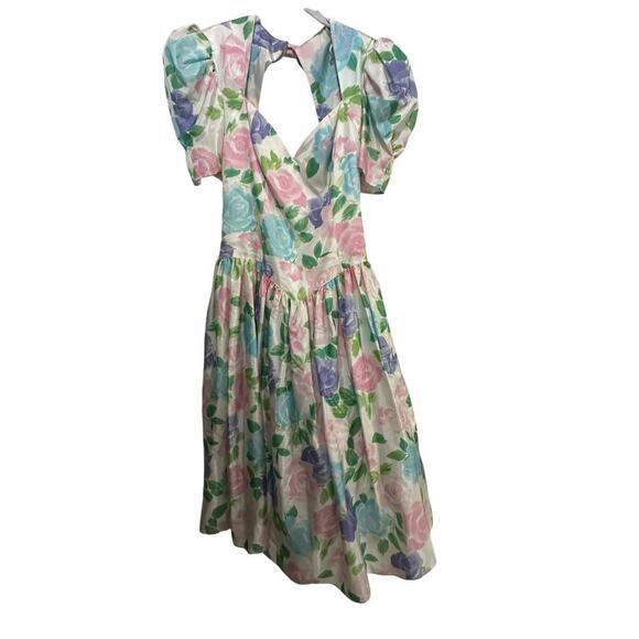 Jessica McClintock for Gunne Sax Pastel Floral Backless Dress Size 14 80s 90s - Picture 1 of 12